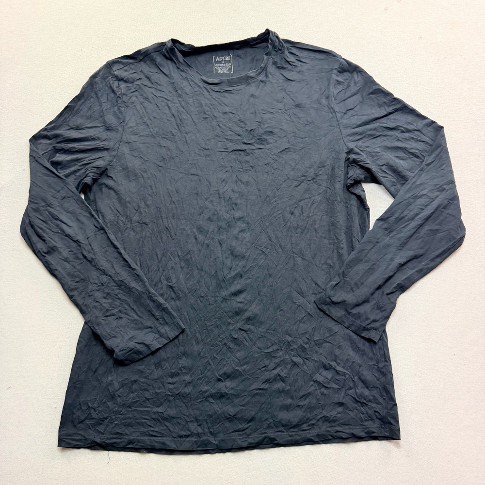 Apt. 9 Long Sleeve T-Shirt Mens Medium Black Excellent Crew Neck Cotton Blend